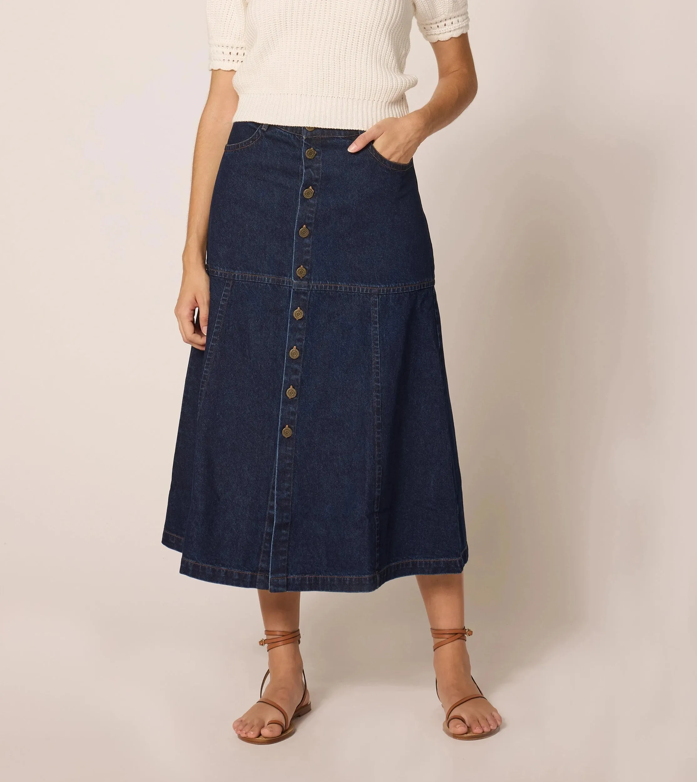 Josie Midi-Rock | Dunkelblau Denim