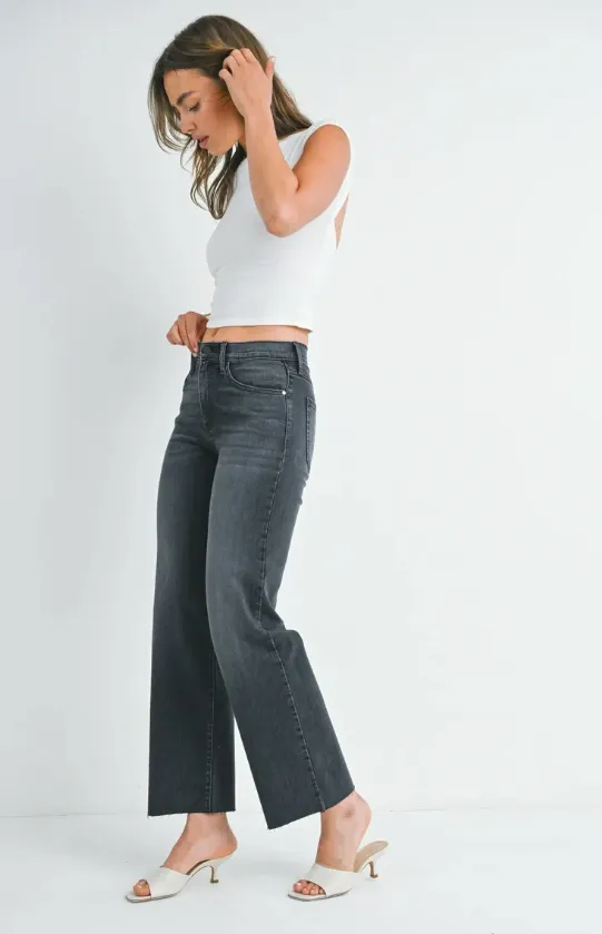 Just Black Denim Der schmale Palazzo mit Scissor Cut - Gewaschen Grau