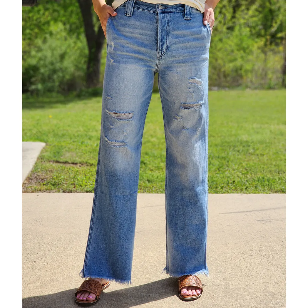 KanCan Louise Ultra High Rise 90's Denim in Mittelblau