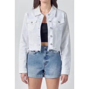 Katrina Zerstörte Passform Denim Jacke In Weiß