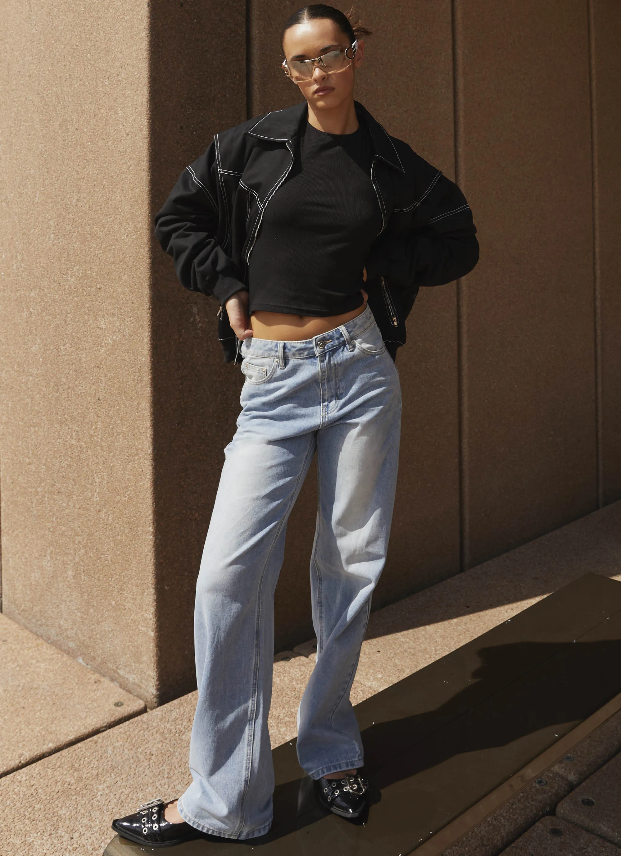 Keanna Low Rise Denim Jeans - Hellblau