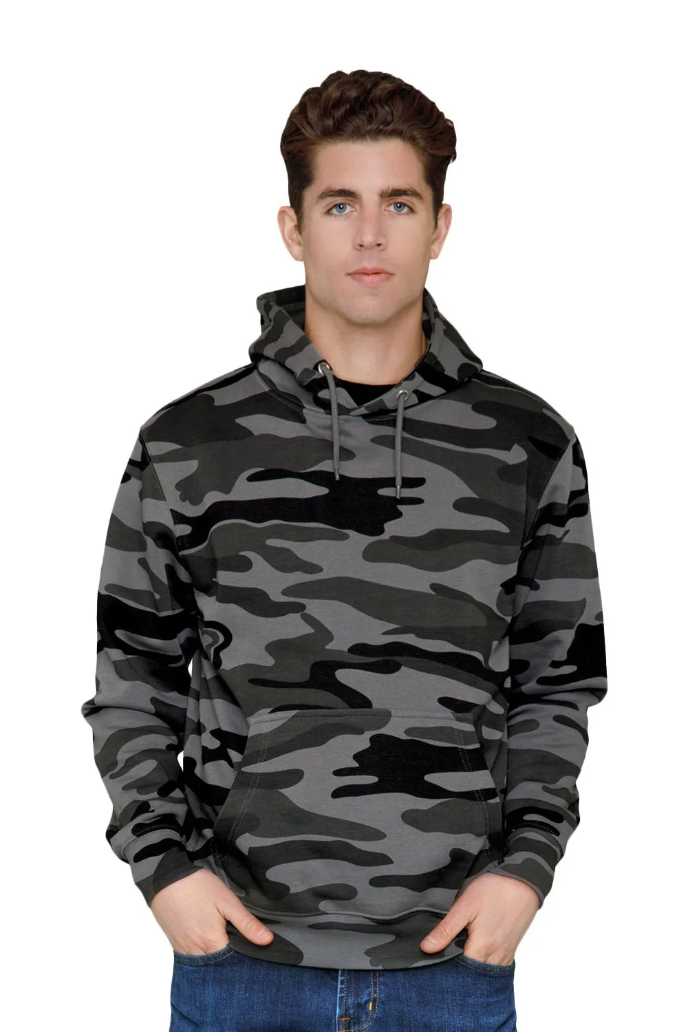 Lane Seven Herren Premium Kapuzenpullover Hoodie mit Kangaroo-Tasche - Schiefer Camo