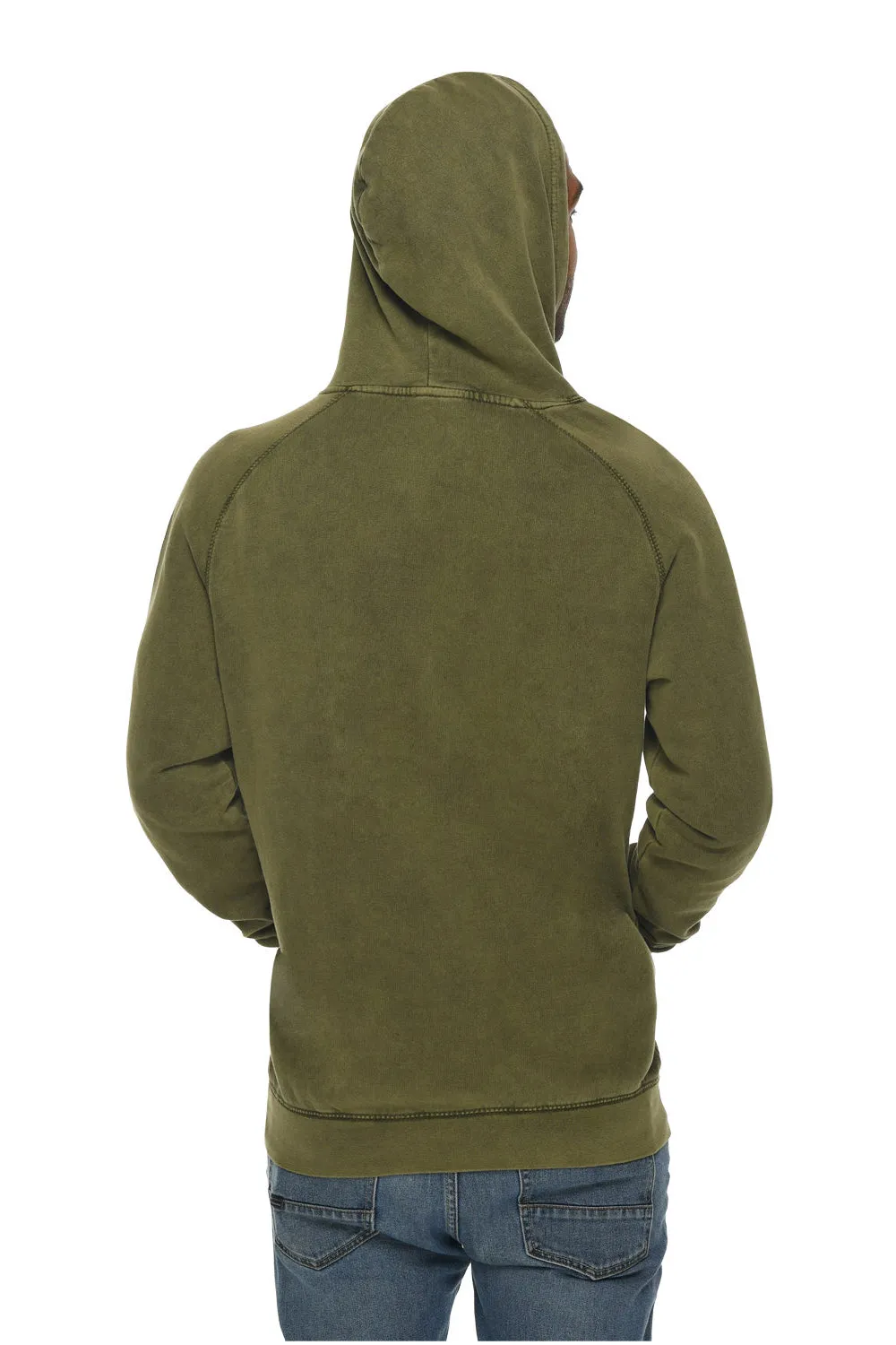 Lane Seven Herren Vintage Raglan Kapuzenpullover mit Kangaroo-Tasche - Vintage Olivgrün