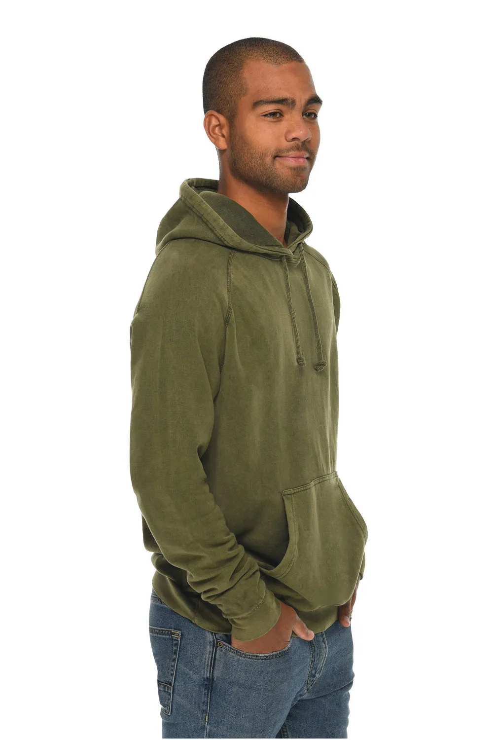 Lane Seven Herren Vintage Raglan Kapuzenpullover mit Kangaroo-Tasche - Vintage Olivgrün