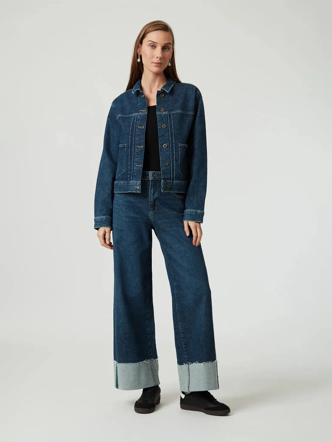 Laurel Denim Jacke - Dunkelblaue Denim Mavi Kleidung