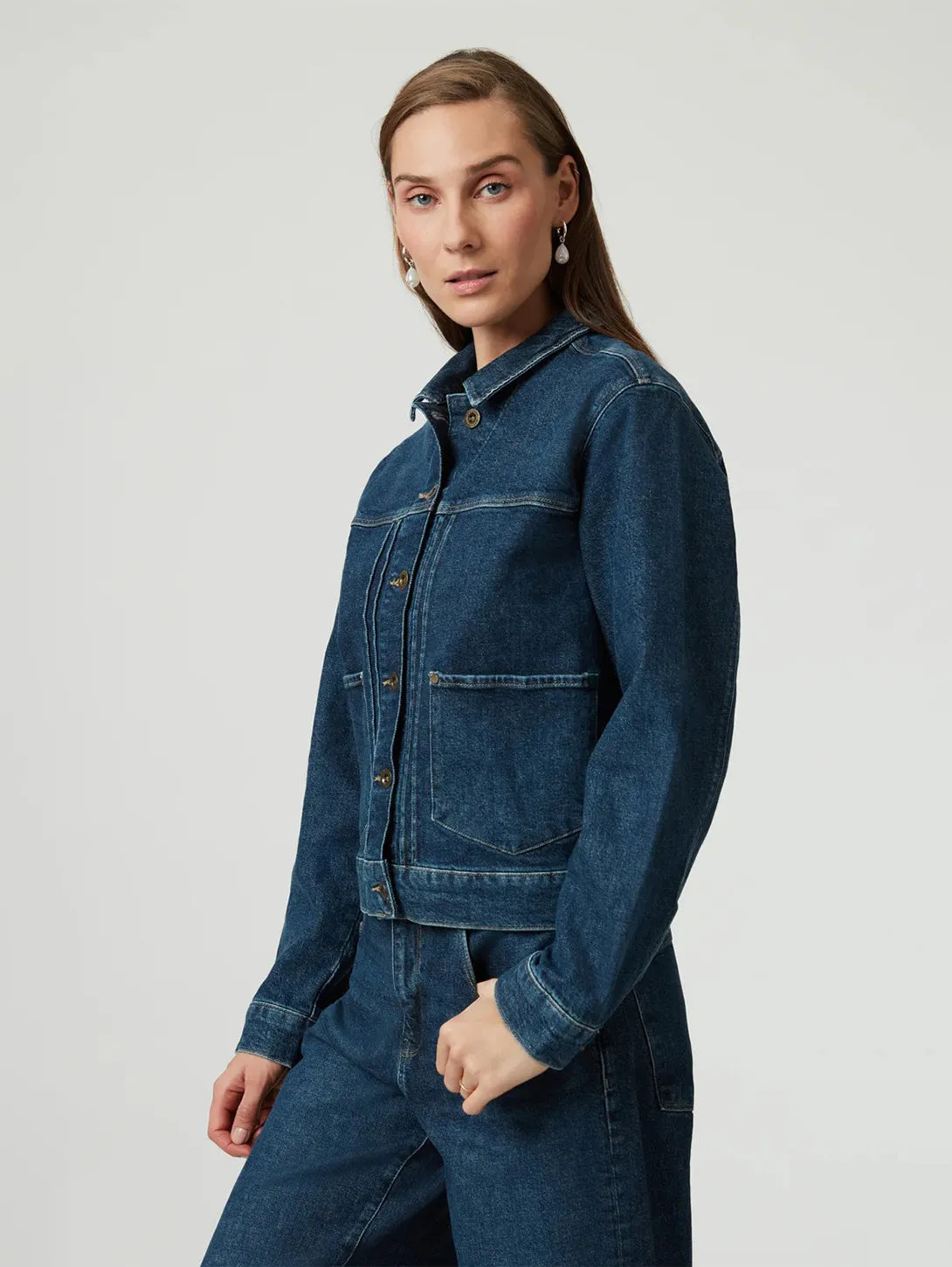 Laurel Denim Jacke - Dunkelblaue Denim Mavi Kleidung