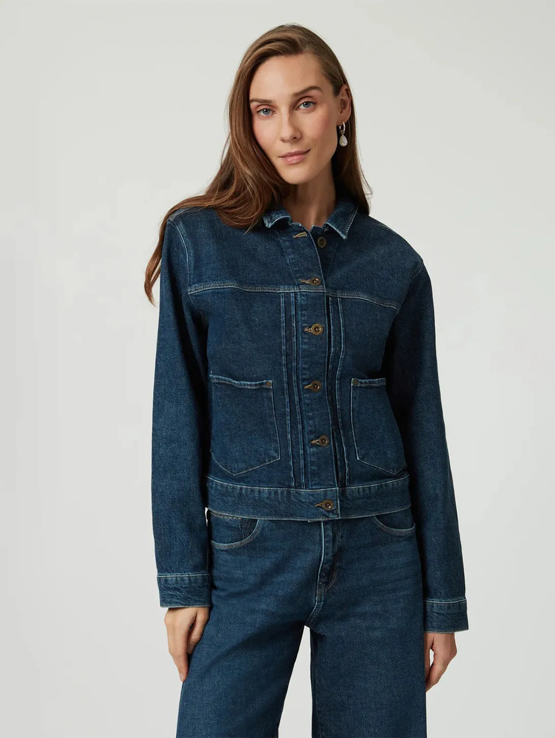 Laurel Denim Jacke - Dunkelblaue Denim Mavi Kleidung