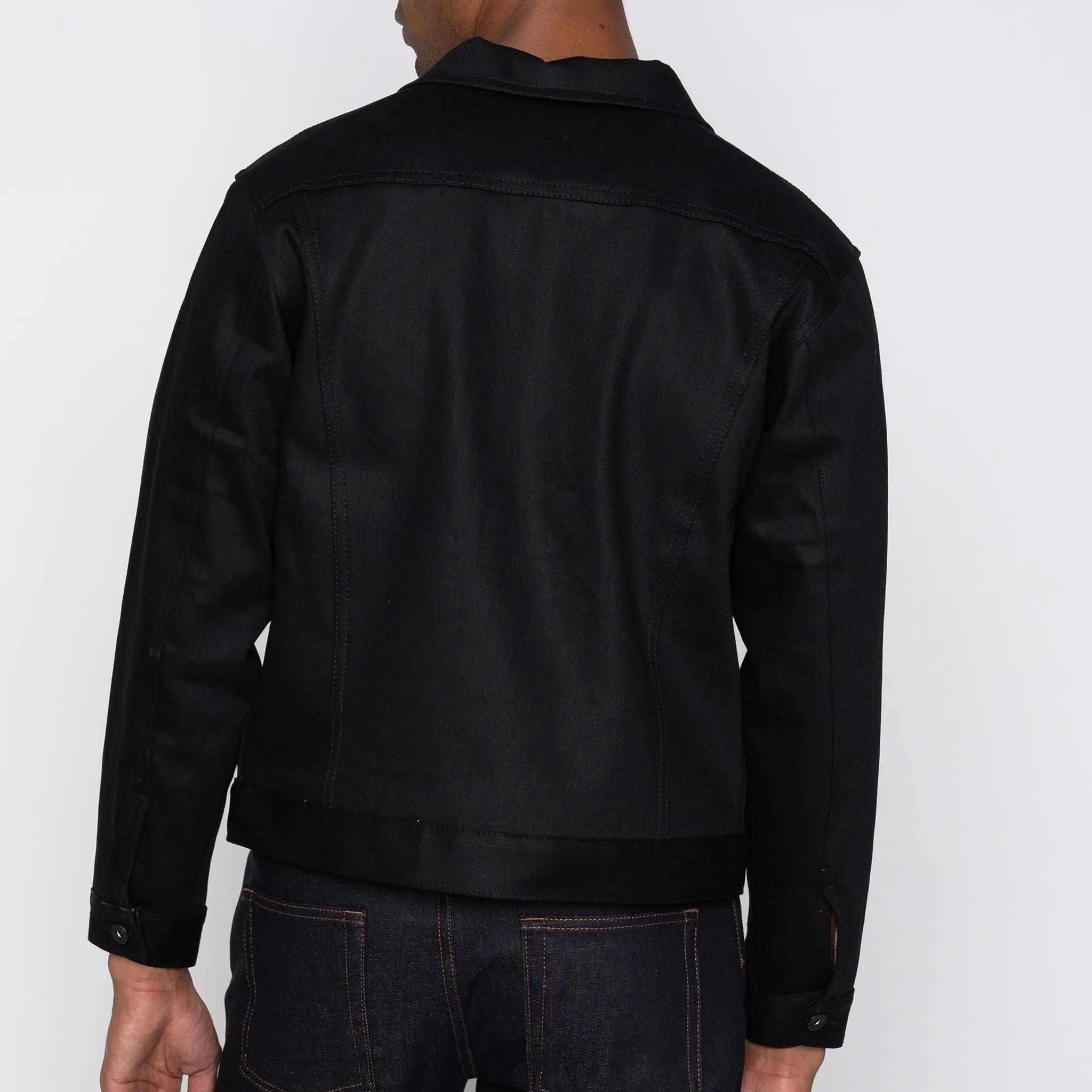 Gefütterte Denim-Jacke - Einfarbiges Schwarz mit Webkante