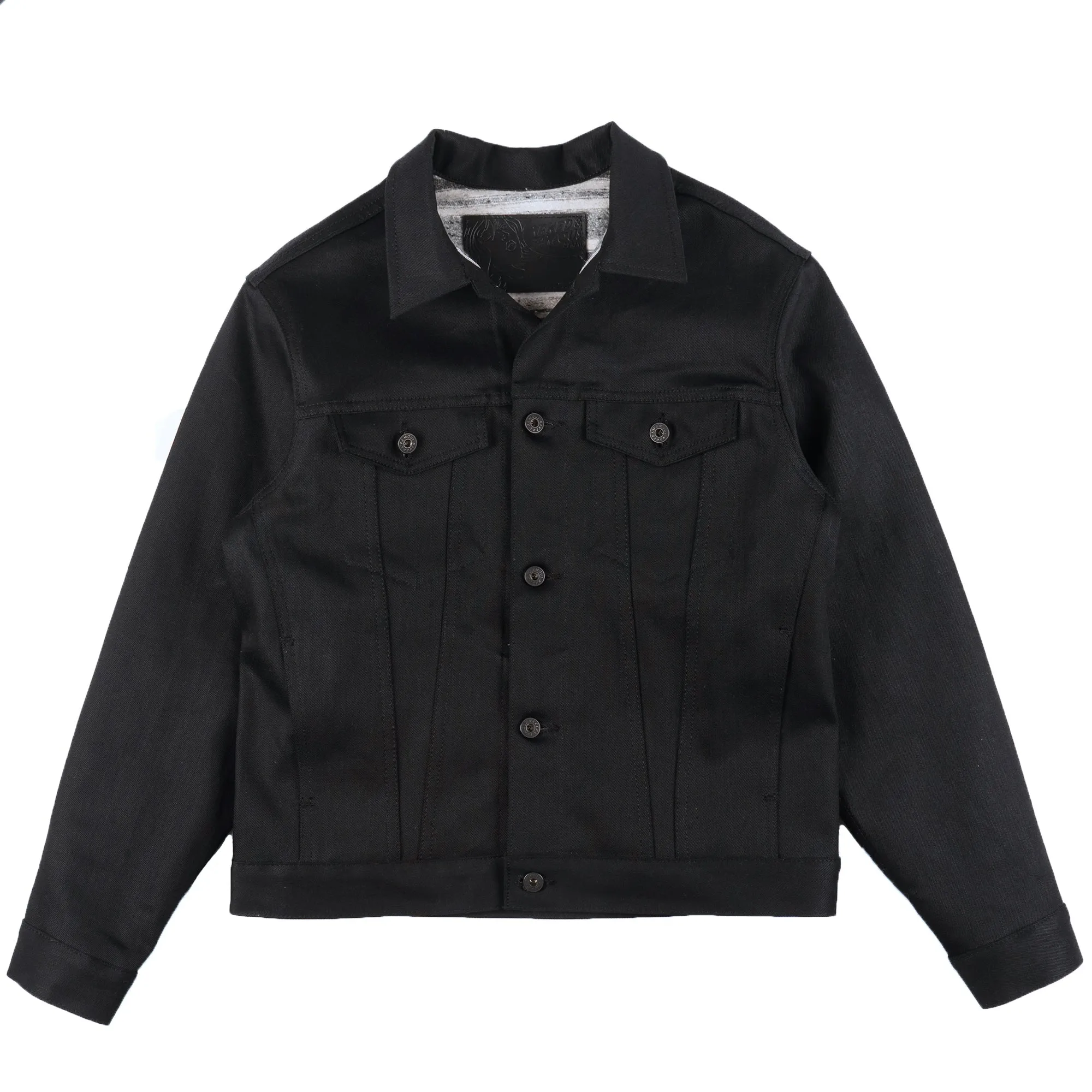 Gefütterte Denim-Jacke - Einfarbiges Schwarz mit Webkante