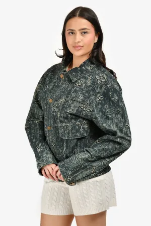 Louis Vuitton Blue Star Denim Monogram Reißverschluss-Jacke Größe 50 Herren