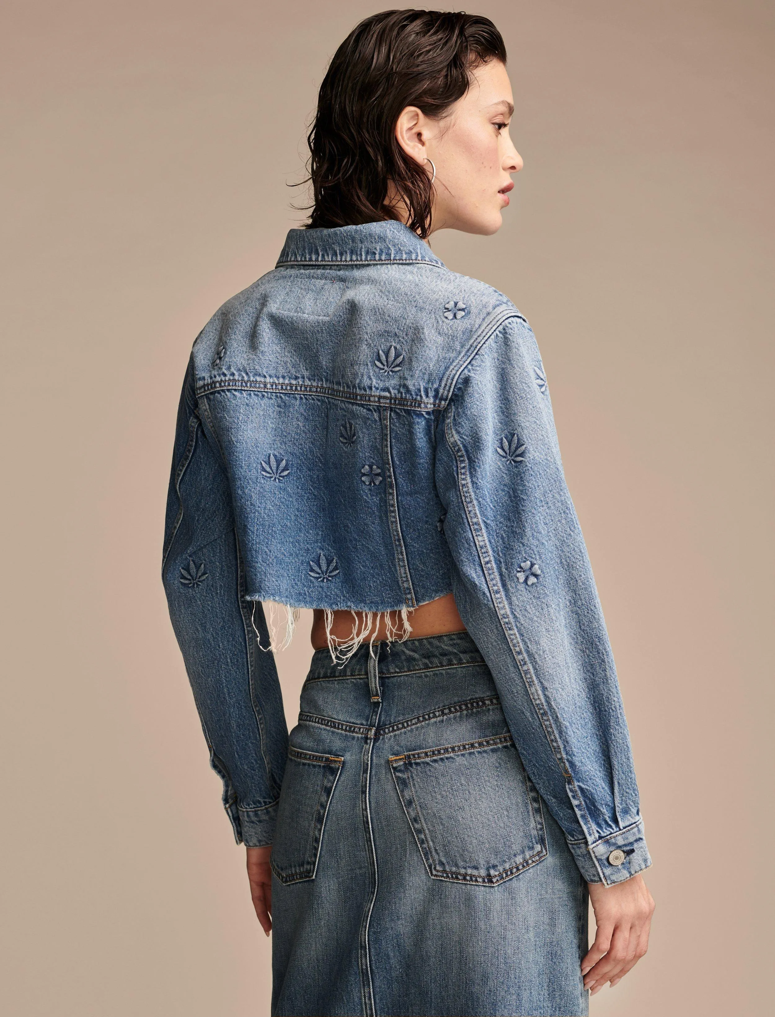 Lucky Brand Damen Höchste Qualität Denim Hanf Cropped Trucker