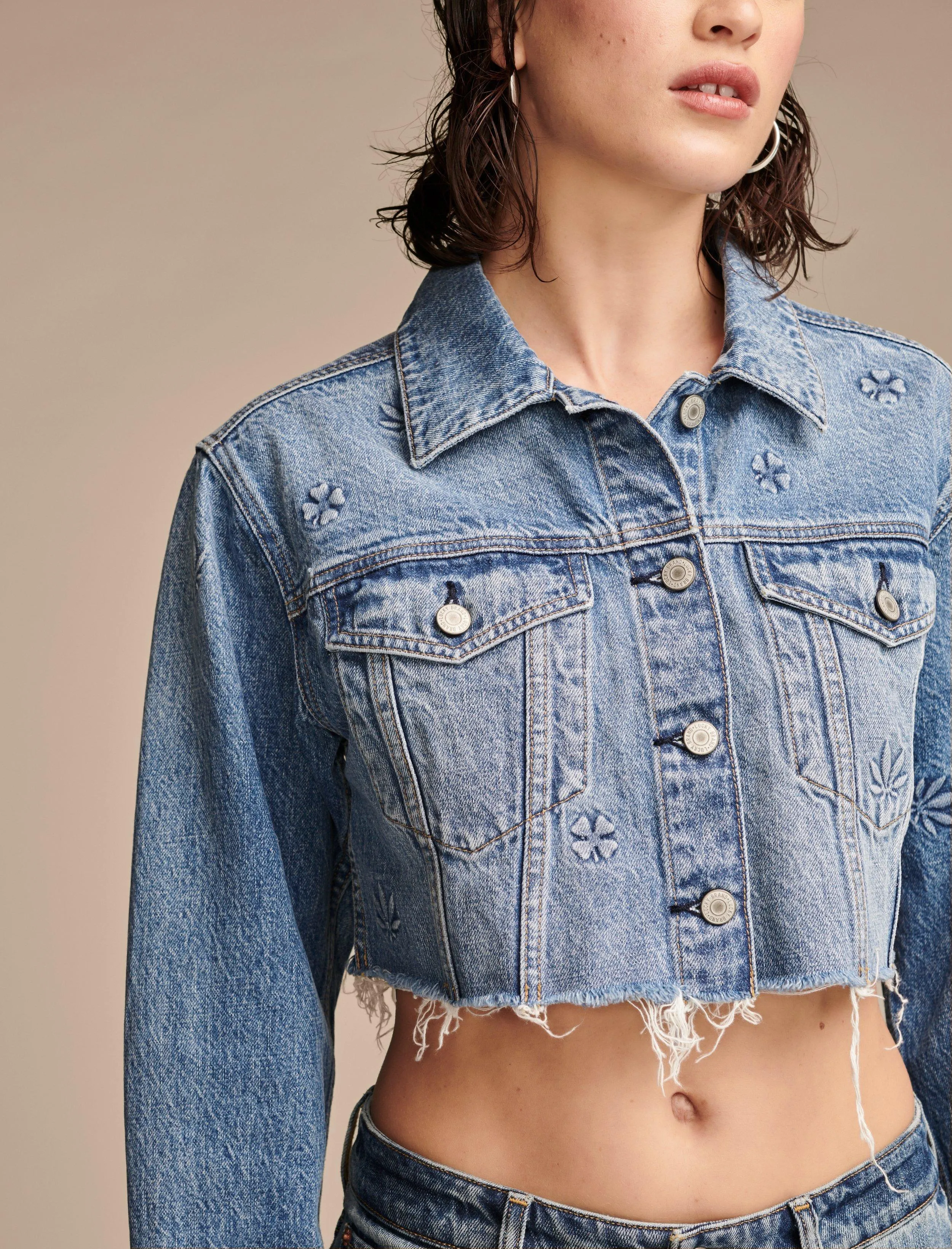 Lucky Brand Damen Höchste Qualität Denim Hanf Cropped Trucker