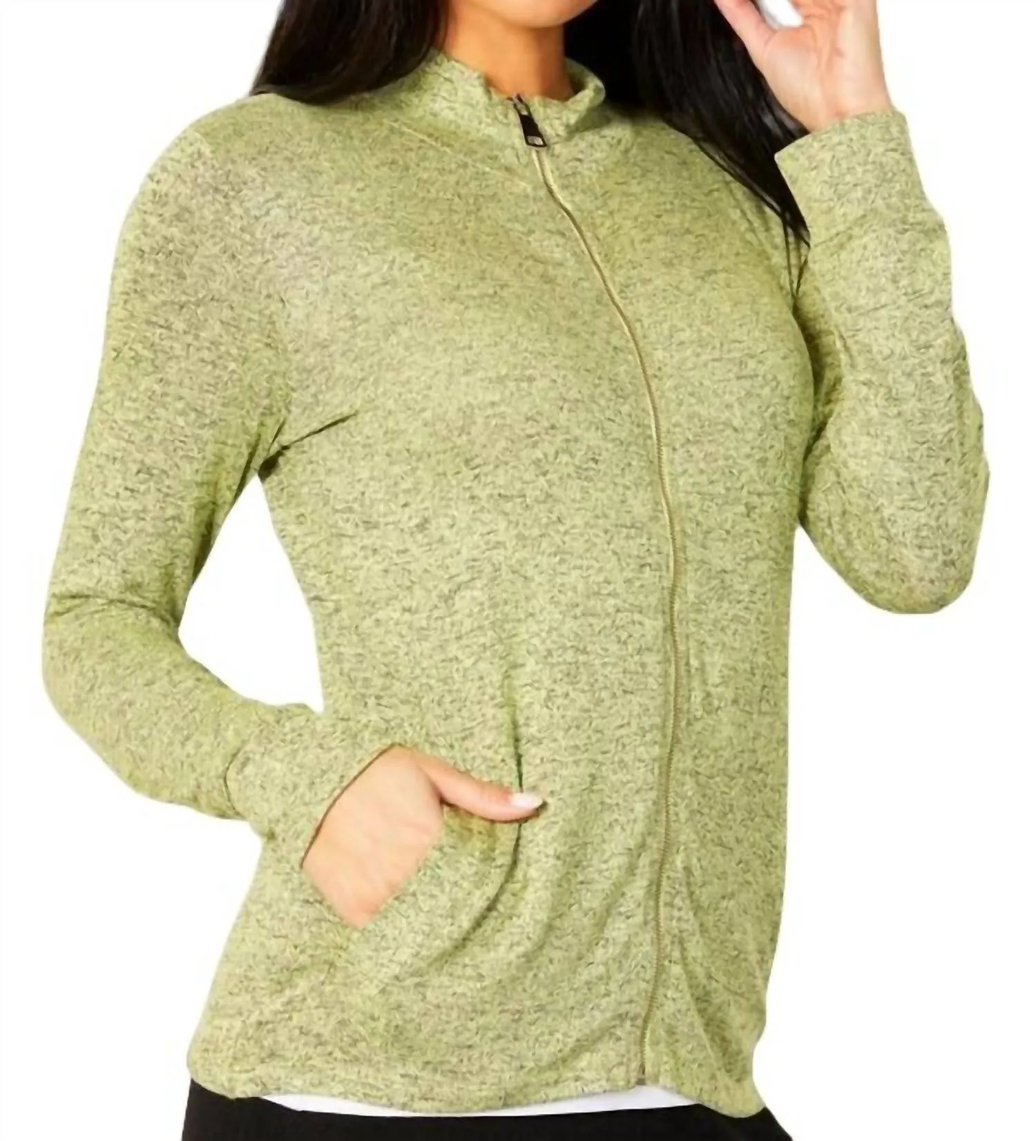 Melange Zip Jacket In Limette