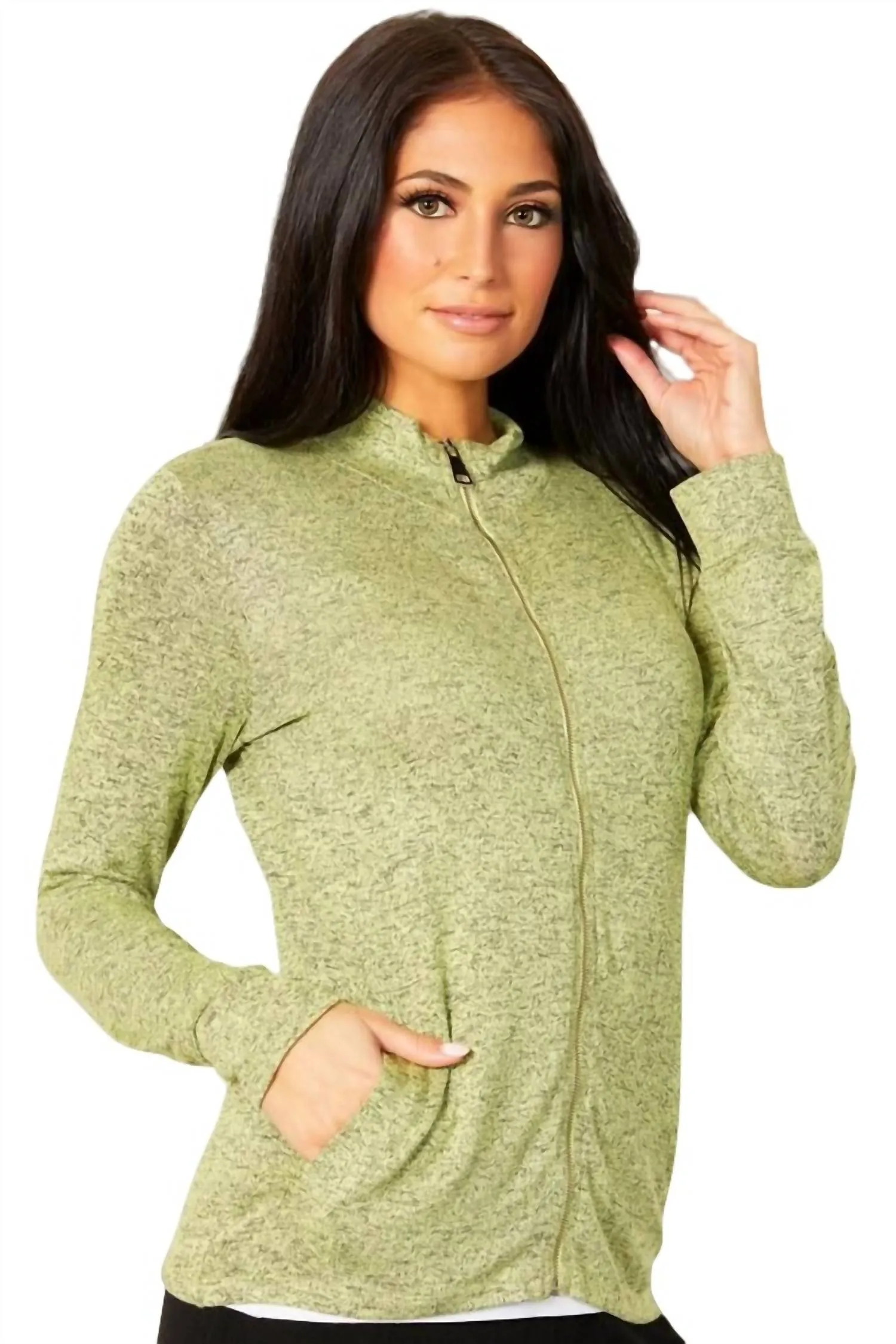 Melange Zip Jacket In Limette