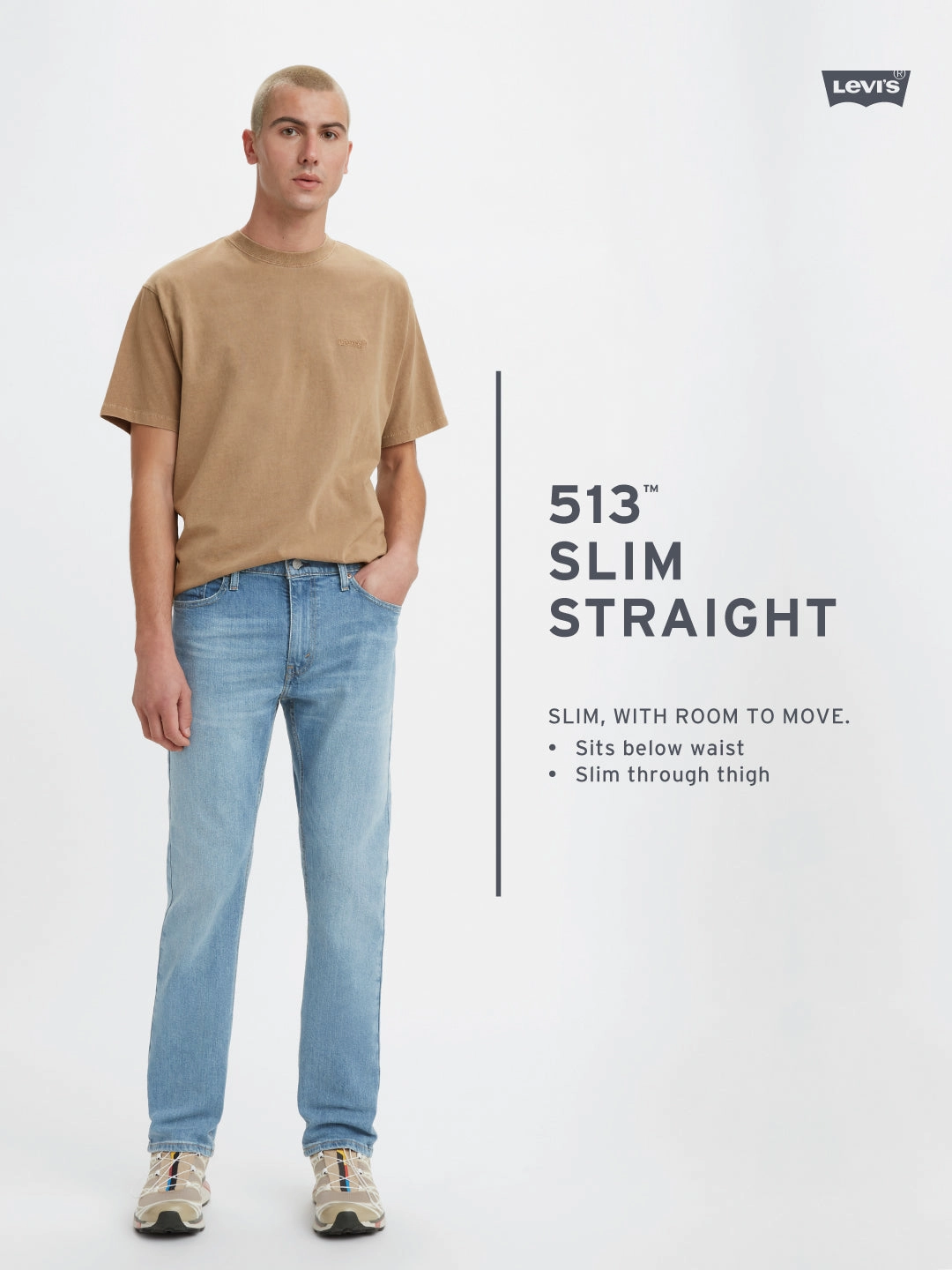 Men's 513 Blue Slim Straight Fit Mid Rise Jeans