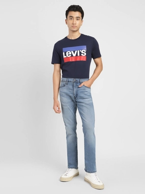 Men's 513 Blue Slim Straight Fit Mid Rise Jeans