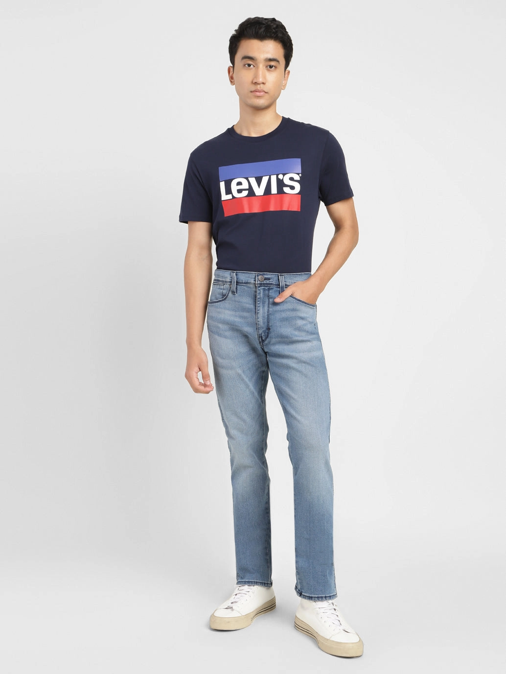 Men's 513 Blue Slim Straight Fit Mid Rise Jeans