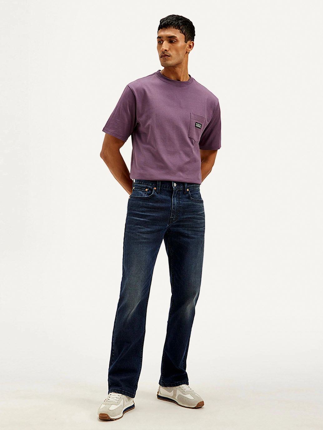 Herren 527 Dunkelblaue Slim Bootcut Fit Mid Rise Jeans