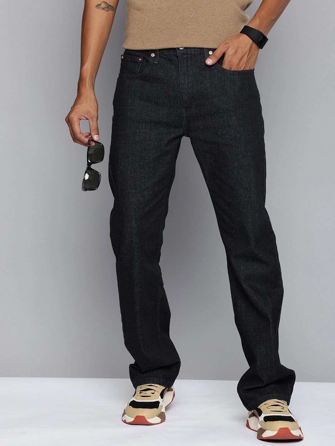 Herren 527 Navy Blue Bootcut Fit Mid Rise Jeans