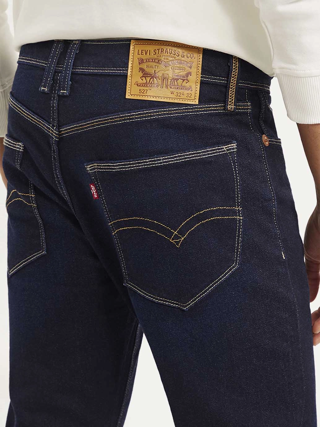 Herren 527 Navy Blue Bootcut Fit Mid Rise Jeans