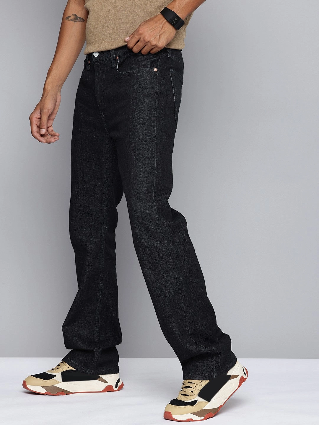 Herren 527 Navy Blue Bootcut Fit Mid Rise Jeans