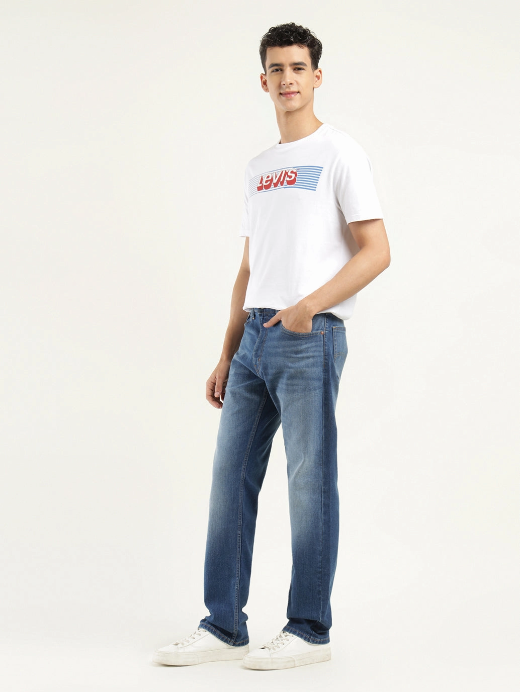 Herren 55092 Blaue Relaxed Fit Mid Rise Jeans