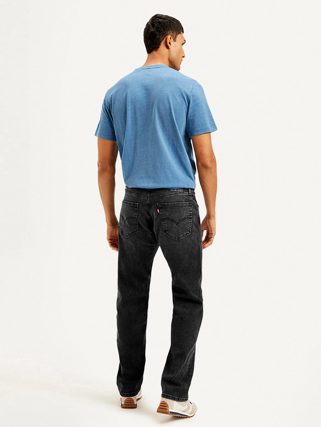 Men's 555 Black Relaxed Fit Mid Rise Jeans