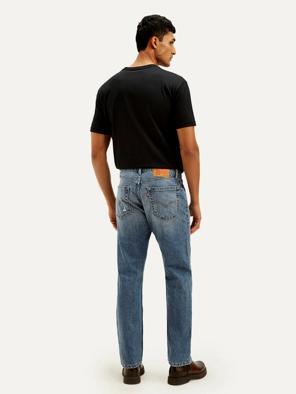 Men's 555 Blue Relaxed Fit Mid Rise Jeans
