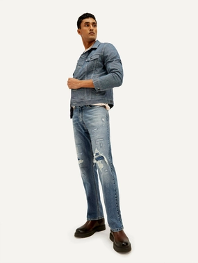 Men's 555 Blue Relaxed Fit Mid Rise Jeans