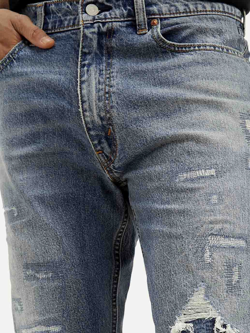 Men's 555 Blue Relaxed Fit Mid Rise Jeans