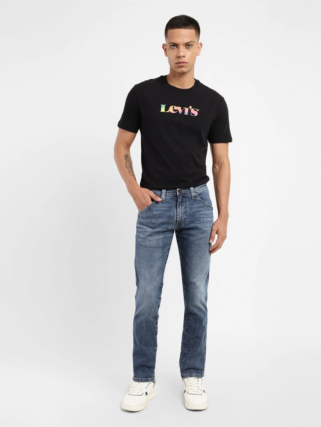 Herren 65504 Blaue Skinny Fit Mid Rise Jeans