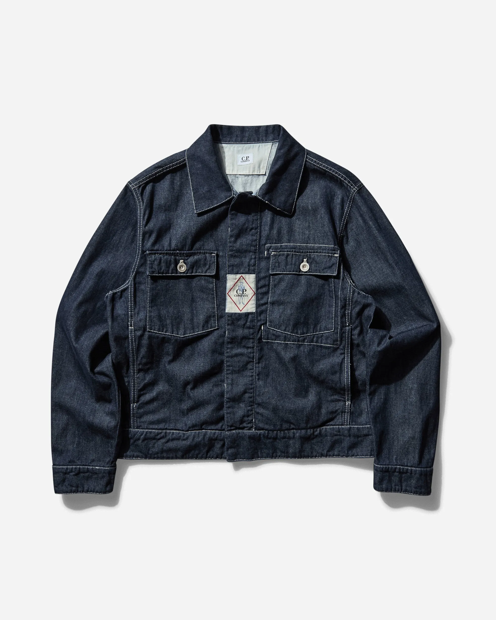 Herren 3/1 plattierte Denim-Kurjacke Blau