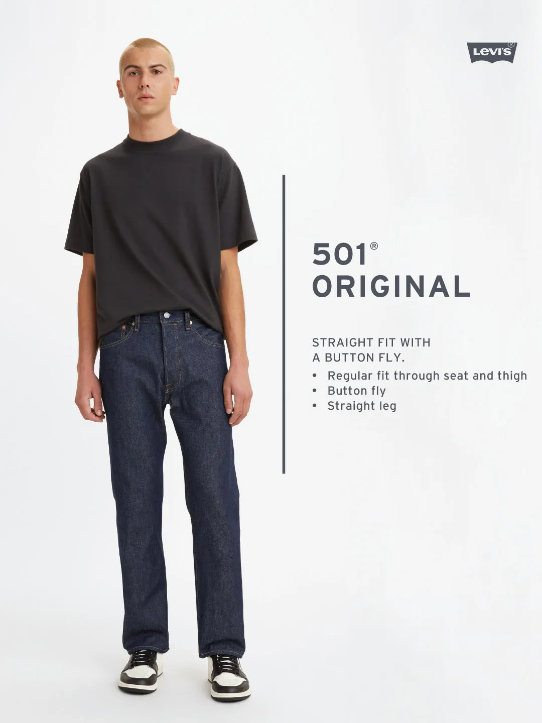 Herren 501 Blue Straight Fit Mid Rise Jeans