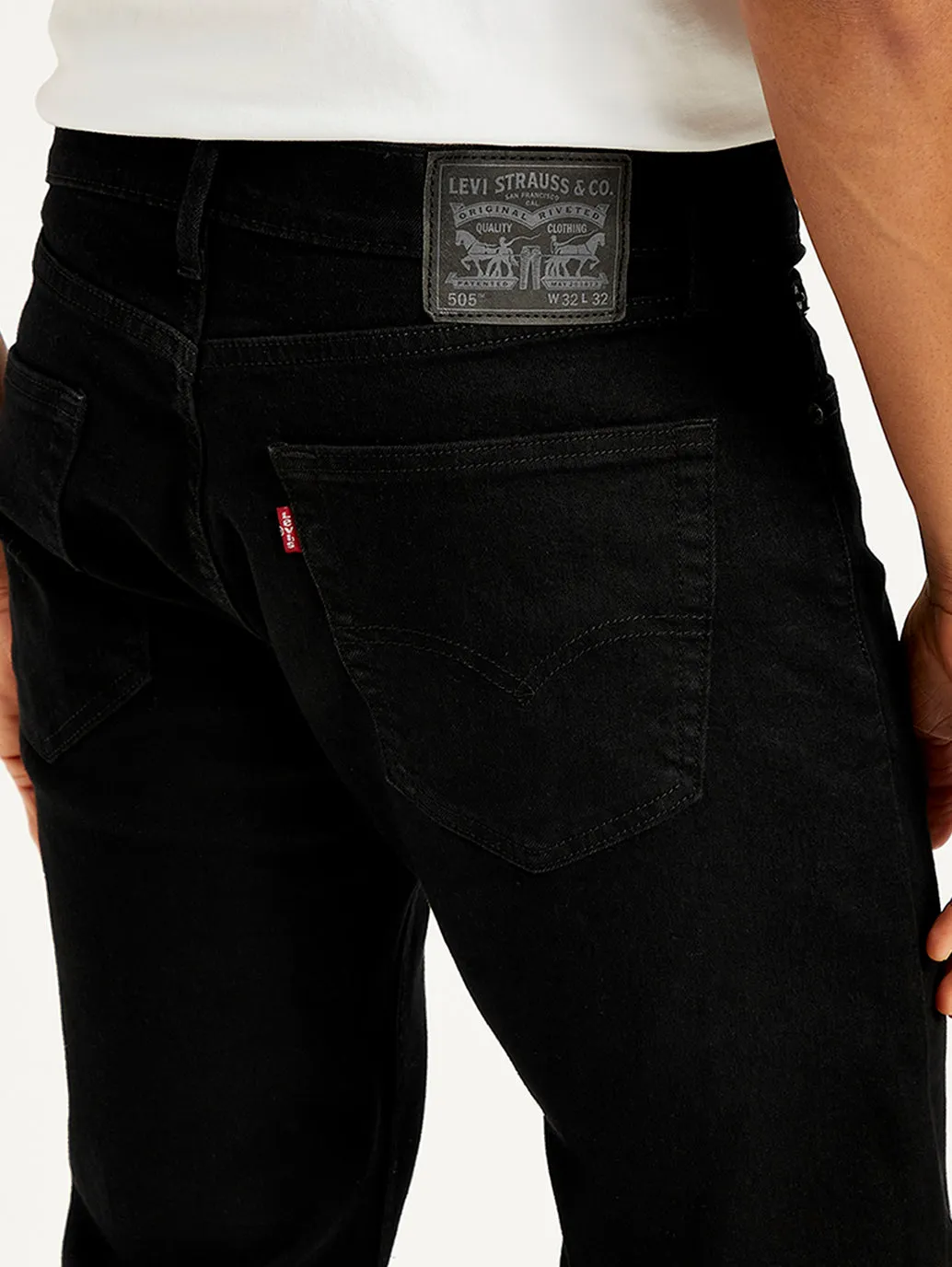 Herren 505 Schwarz Gerade Passform Mittelhoch Jeans