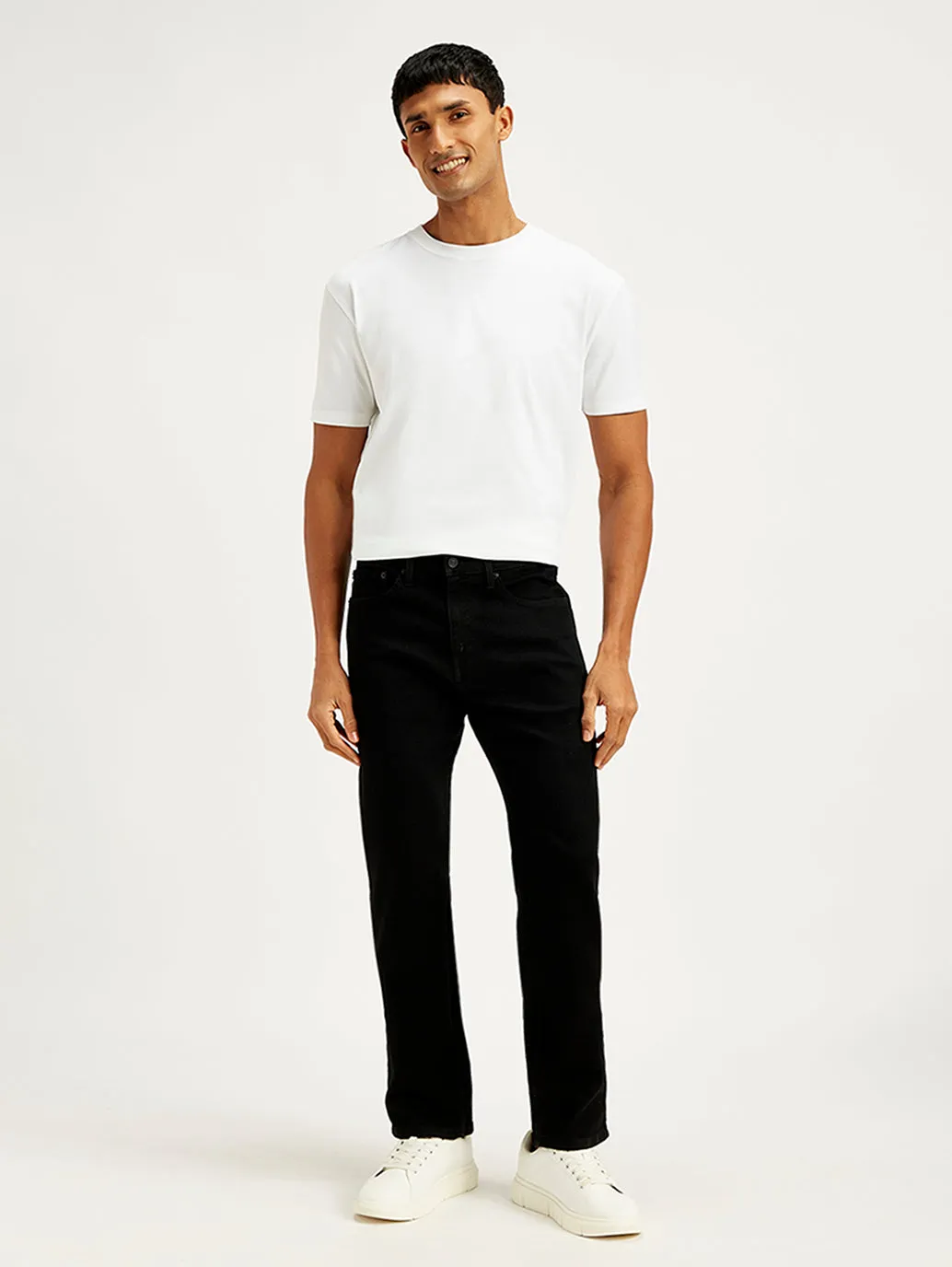 Herren 505 Schwarz Gerade Passform Mittelhoch Jeans