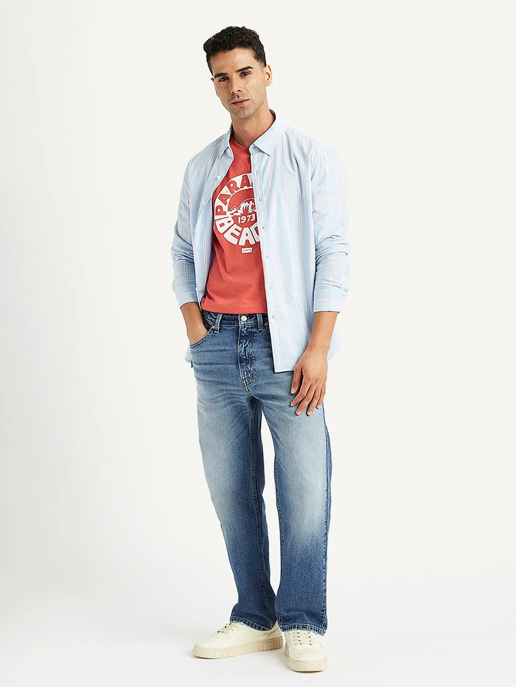 Herren 505 Blue Straight Fit Jeans mit mittlerer Taillenhöhe