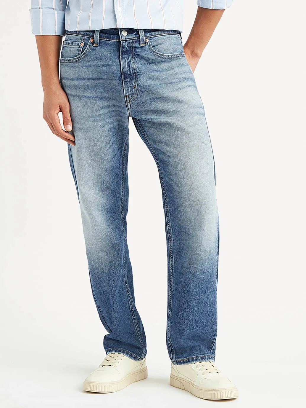 Herren 505 Blue Straight Fit Jeans mit mittlerer Taillenhöhe