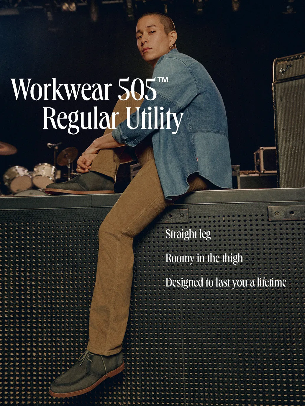 Herren 505 Dunkelblaue Gerade Passform Jeans mit mittlerer Taillenhöhe