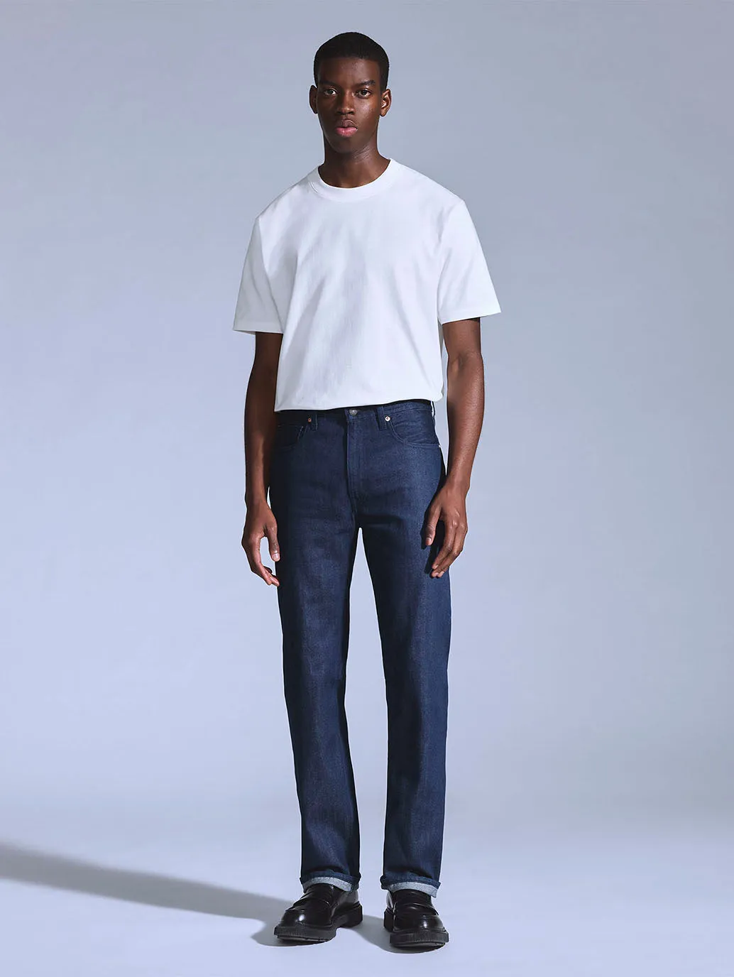 Herren 505 Dunkelblaue Gerade Passform Jeans mit mittlerer Taillenhöhe