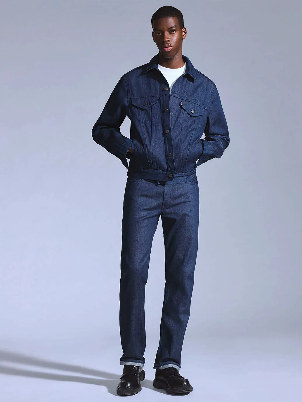 Herren 505 Dunkelblaue Gerade Passform Jeans mit mittlerer Taillenhöhe