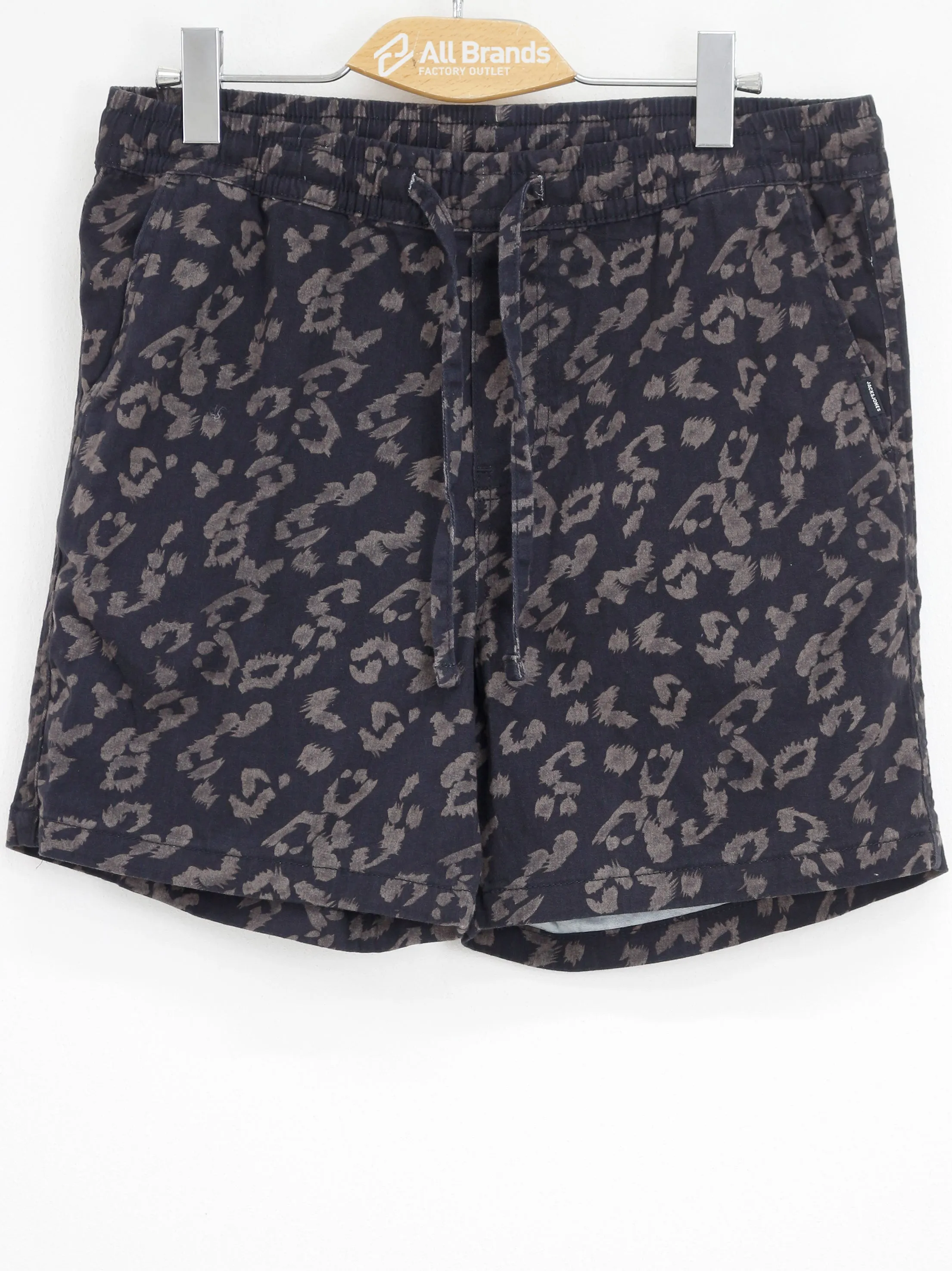 Herren Shorts mit Tierprint und Kordelzug, Schwarz