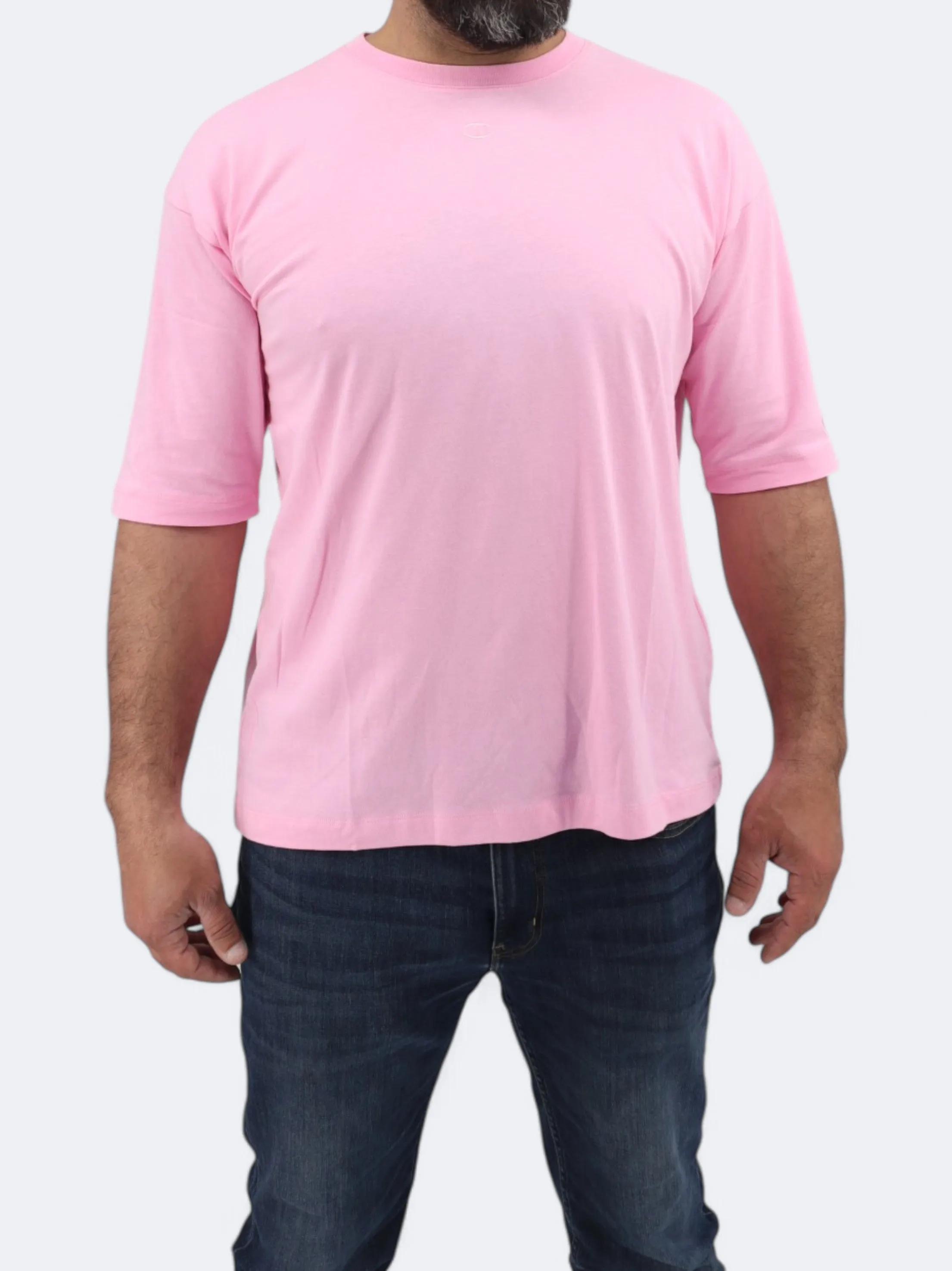 Herren T-Shirt mit gesticktem Markenlogo, Rosa