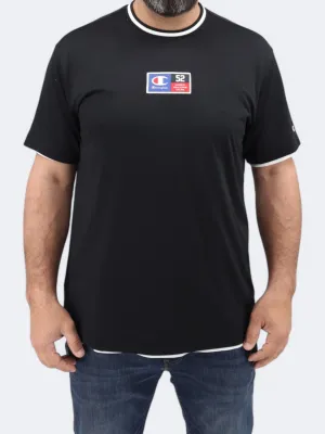 Herren T-Shirt mit Markenlogo-Patch, Schwarz