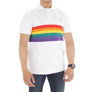 Herren Polohemd mit Farbdruck, Weiß