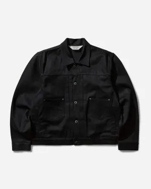 Herren Cropped Denim Trucker Jacke Schwarz