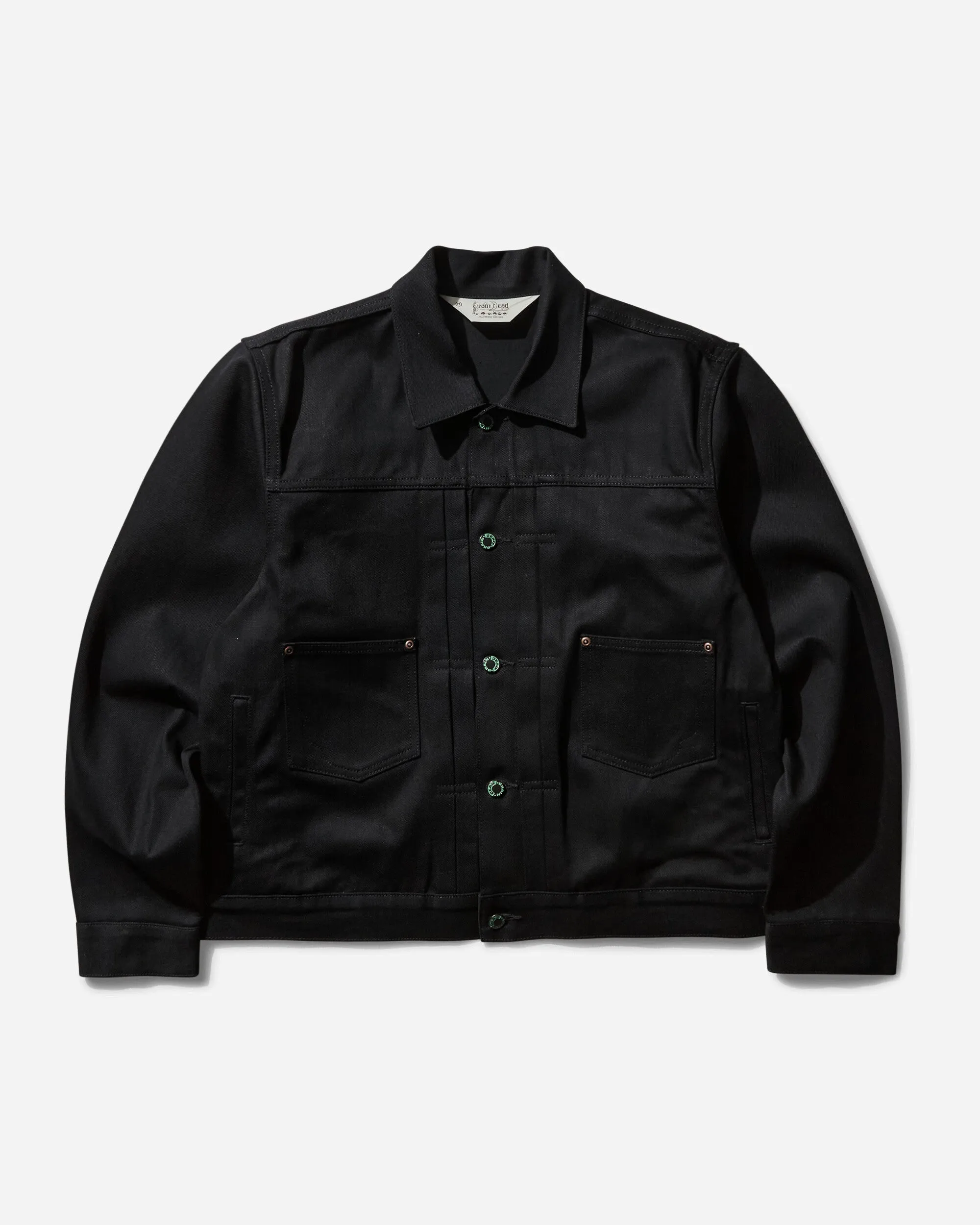 Herren Cropped Denim Trucker Jacke Schwarz