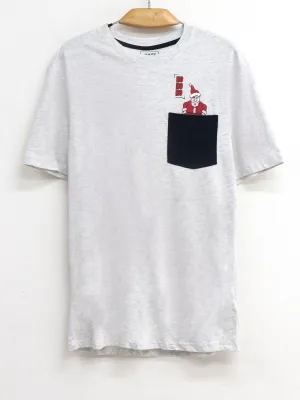 Herren T-Shirt mit Weihnachtsmotiv, Hellgrau