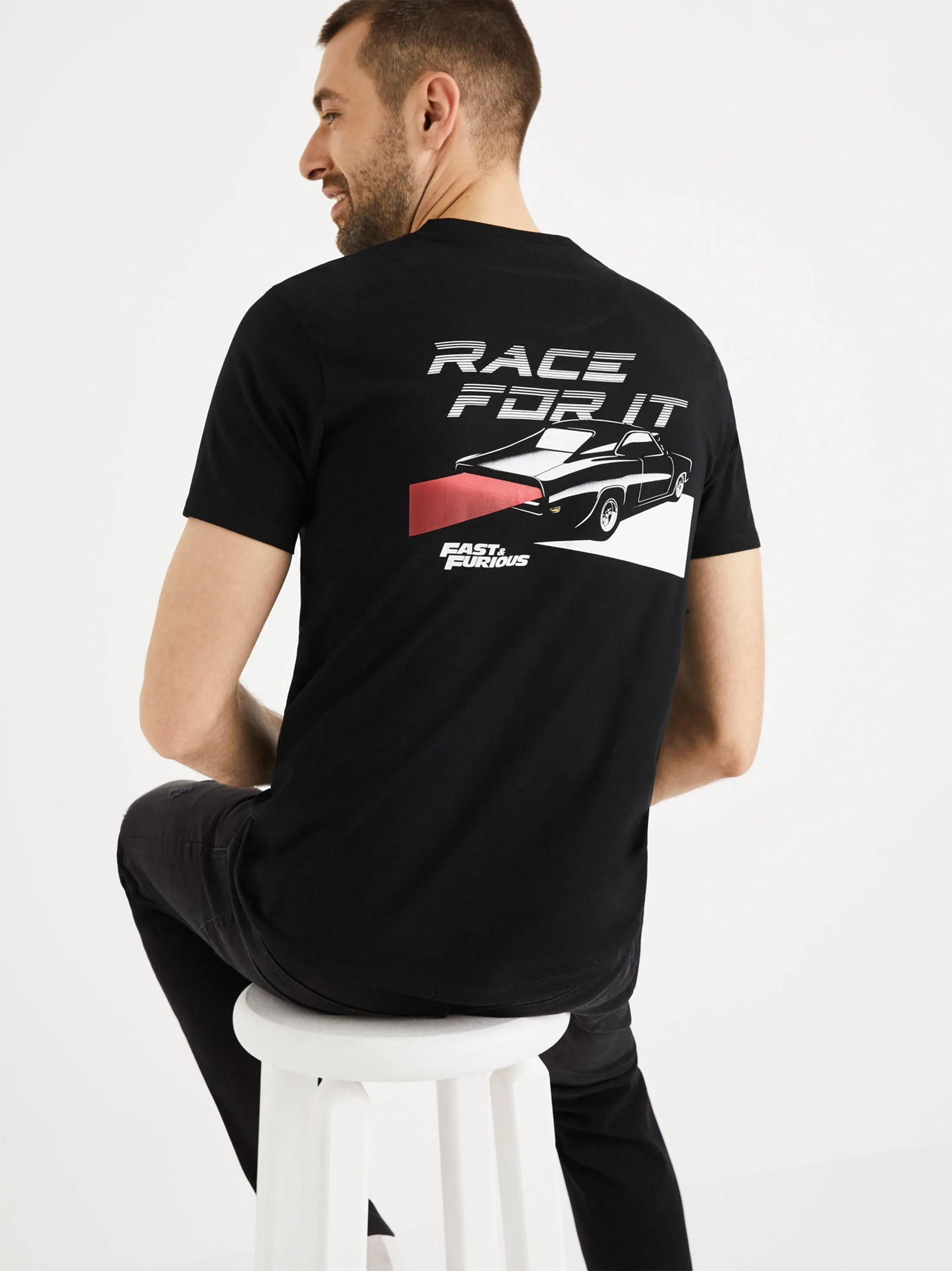 Herren T-Shirt mit Grafikdruck, Schwarz