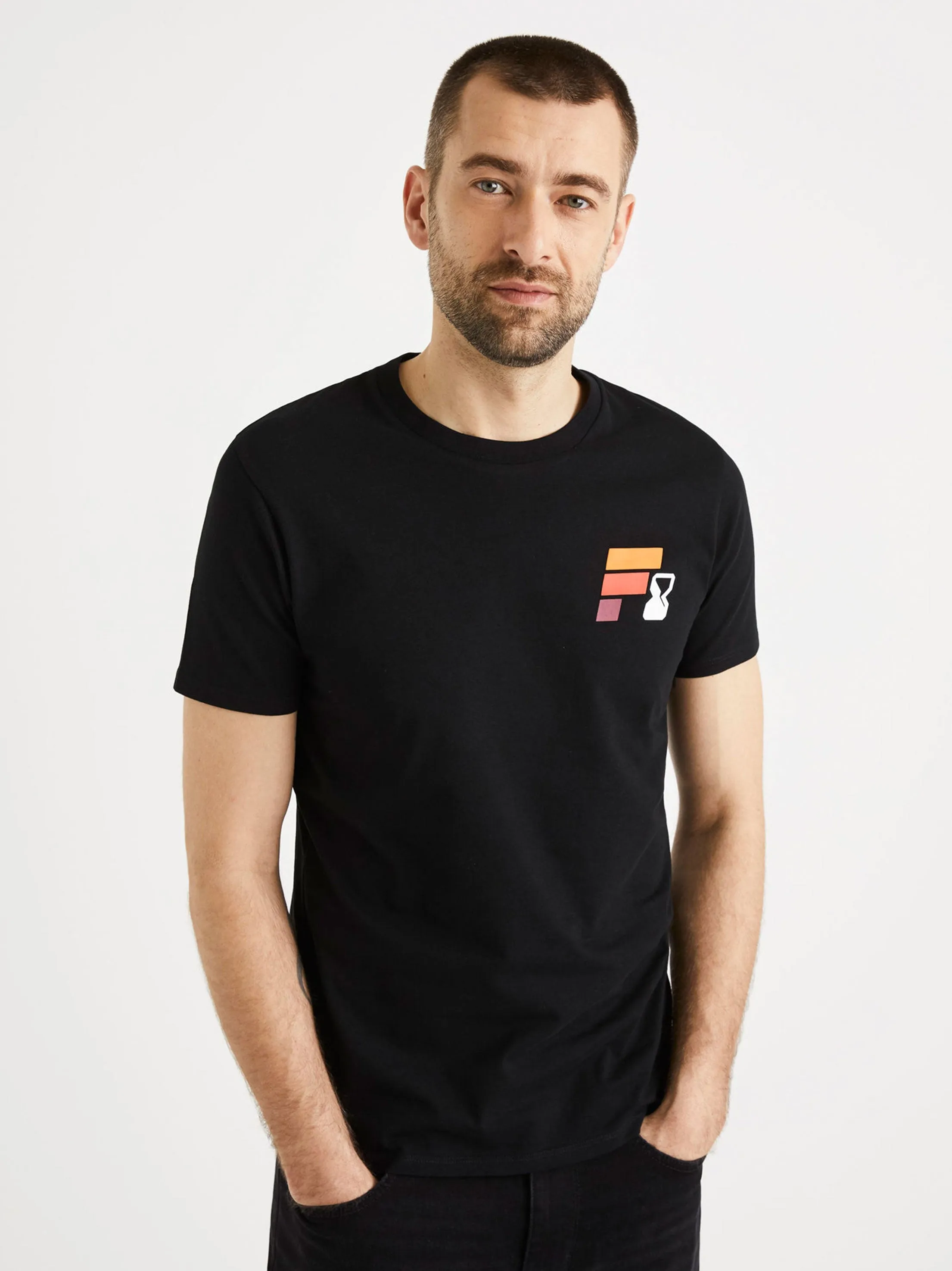 Herren T-Shirt mit Grafikdruck, Schwarz