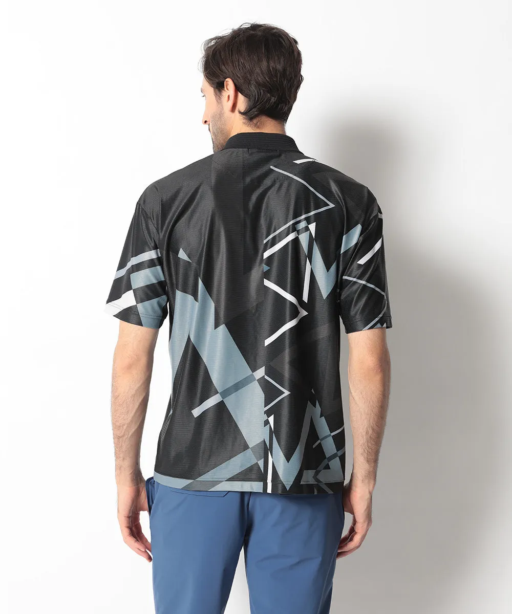 Herren Polo mit Dreiecks-Print in Schwarz